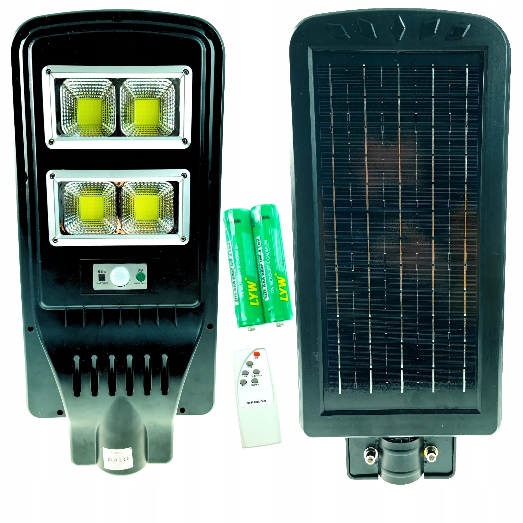 LAMPA SOLARNA ULICZNA LED 240W CZUJNIK RUCHU PILOT